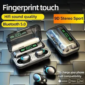 Fingerprint Touch Earbuds With Mic and Powerbank