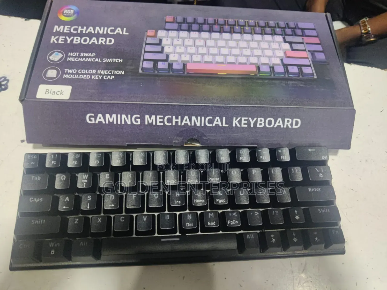 All Black Mechanical Keyboard With RGB Lighting