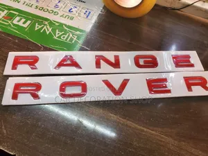 Red RANGE ROVER Lettering Bonnet Badge