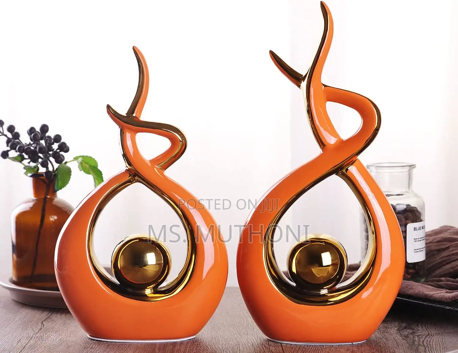 2pcs Set Decoration Ornament Statue Decor