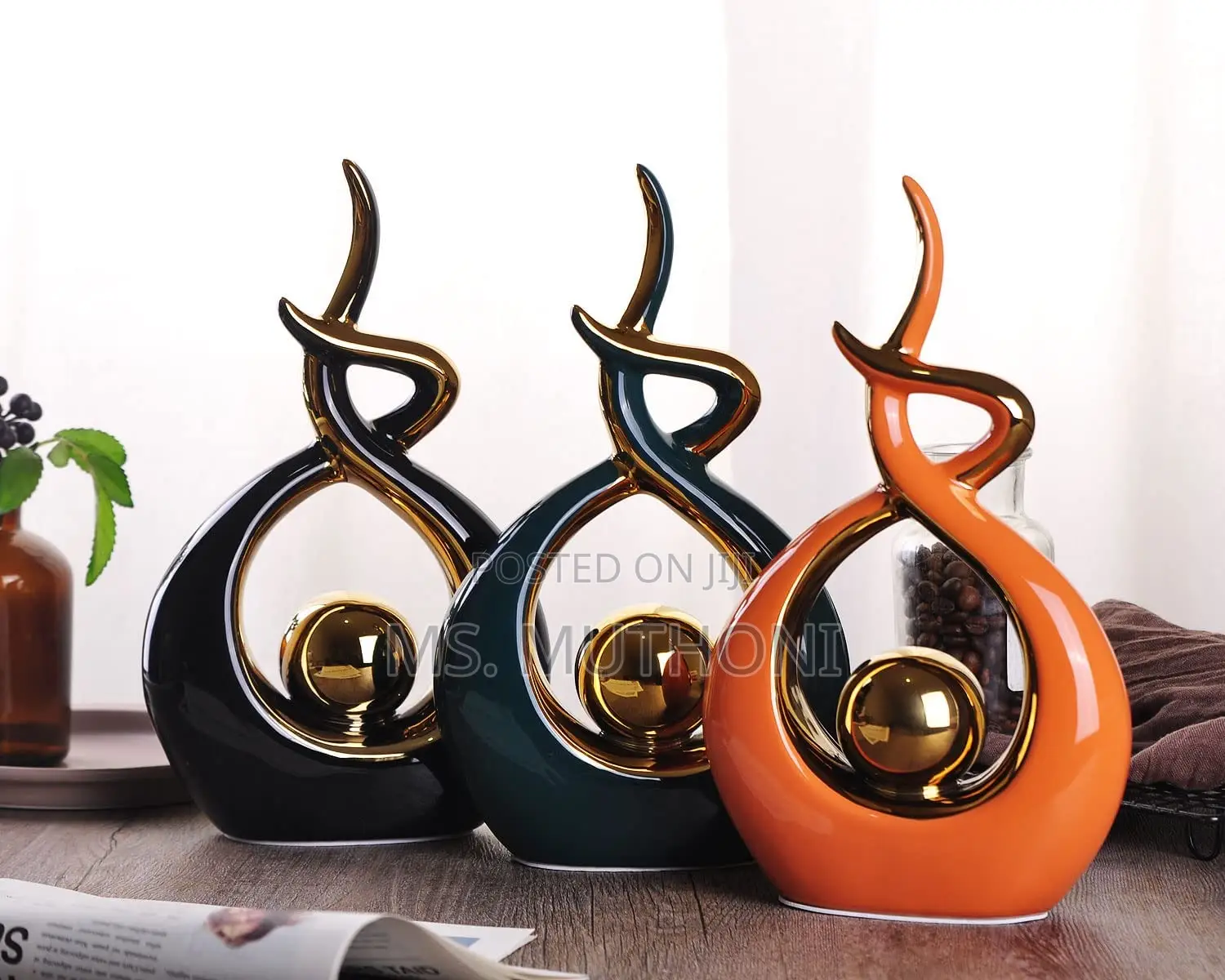 2pcs Set Decoration Ornament Statue Decor