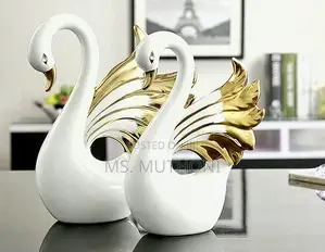 2 Pieces Nordic Ceramic Swan Ornament 2pcs