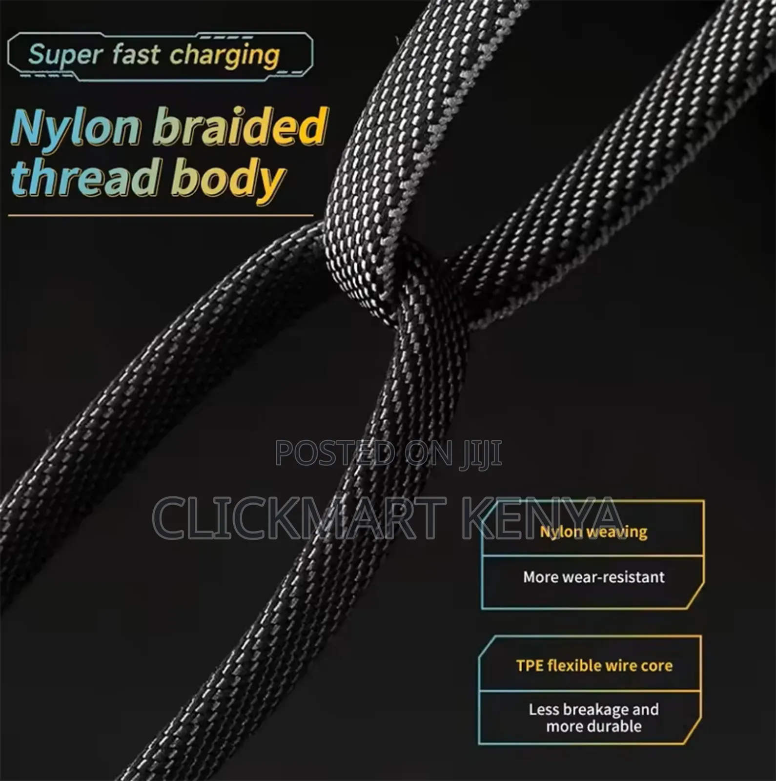 4in1 USB Fast Charging Cable for iPhone,Type C,Data 1M
