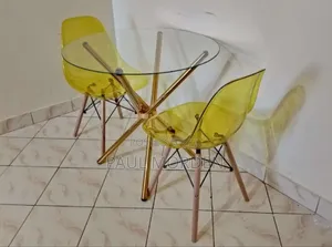 Glass Top Dining Table With Two Dining Chairs