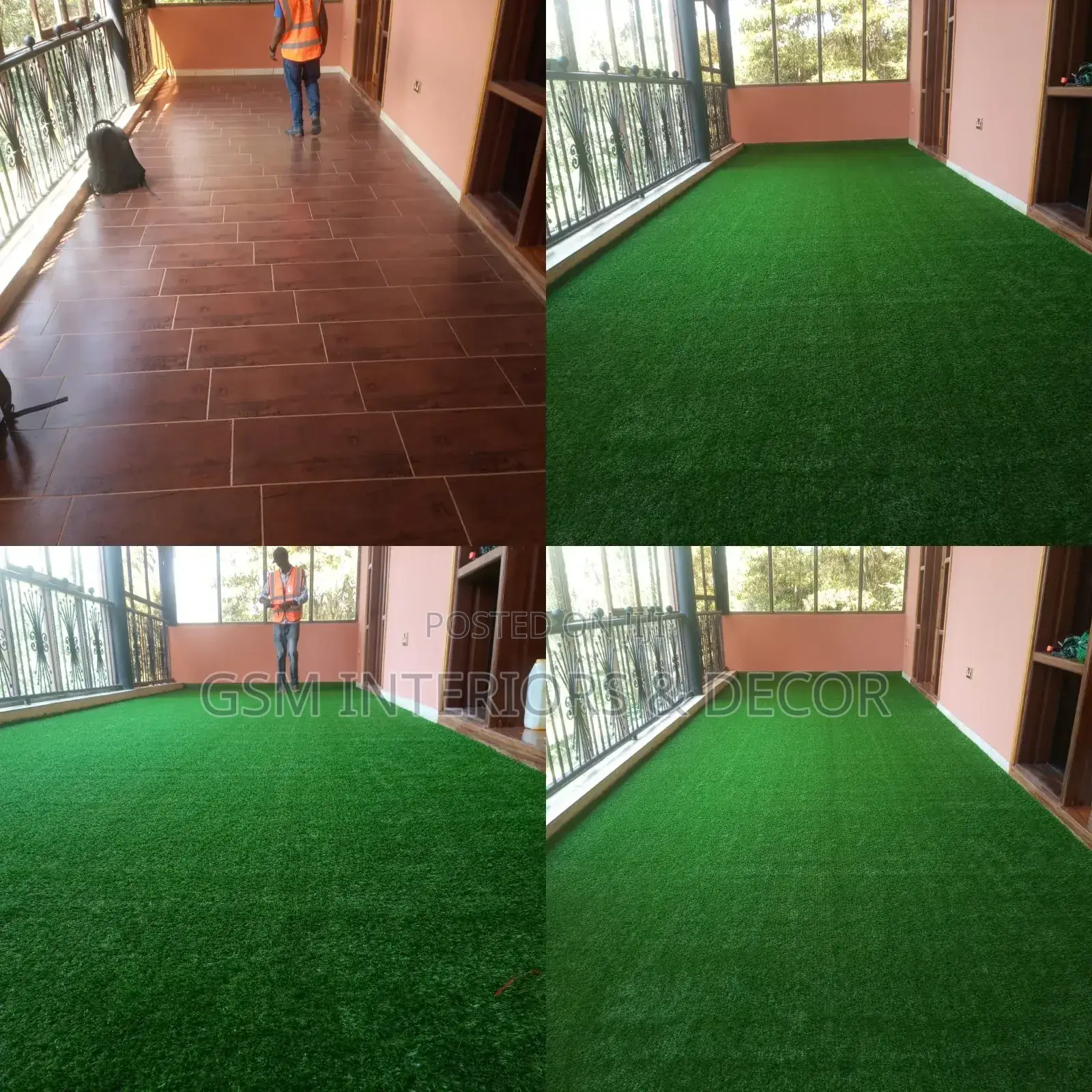 Green Plastic Grass for Balcony