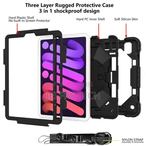 iPad Mini 6 2021 Shockproof Cover With Swivel Stand-Black