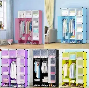 Three Column Plastic Portable Wardrobes at L