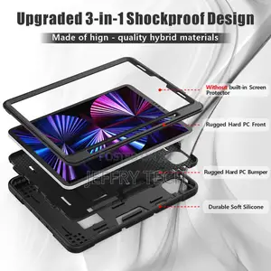 iPad Air 4 2020 Heavy Duty Rugged Cover With Kickstand Black