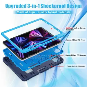 iPad Air 4 2020 Heavy Duty Rugged Cover With Kickstand-Blue
