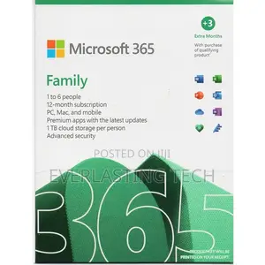 Microsoft Office 365 Family 1 Year Media Less (Esd) - 5 User