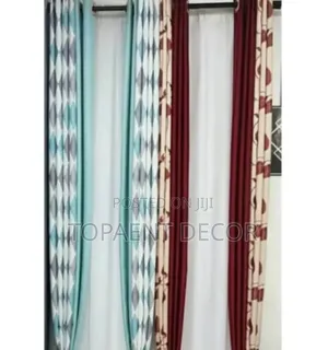 Plain Green and Maroon With Their Match Window Curtains