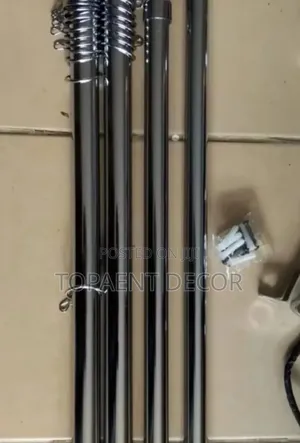 2m Black Singles Adjustable Curtain Rods
