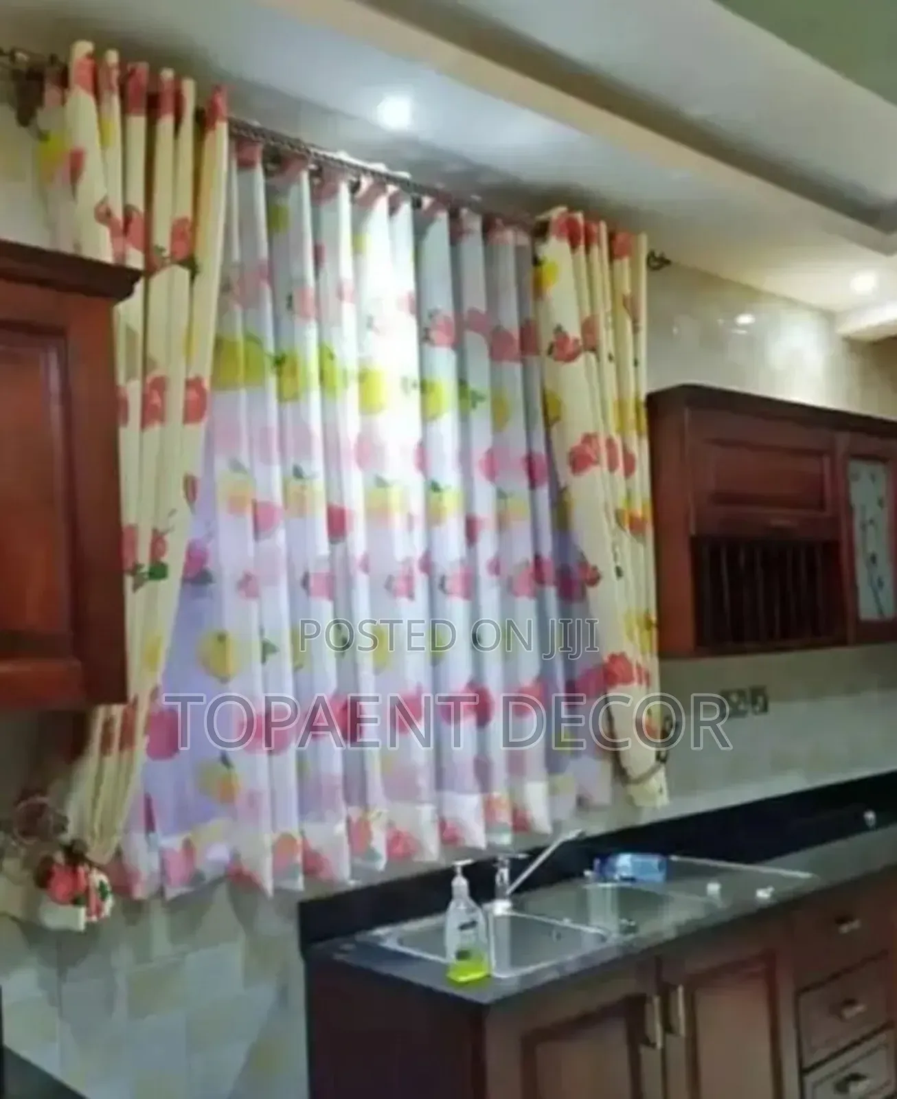 Elegant Fruit Themed Curtains and Matching Sheer