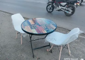 Flowered Foldable Table With Two Dining Chairs
