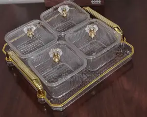 Aesthetic 22x22cm Acrylic Tray + 4pcs 300ml Storage Boxes