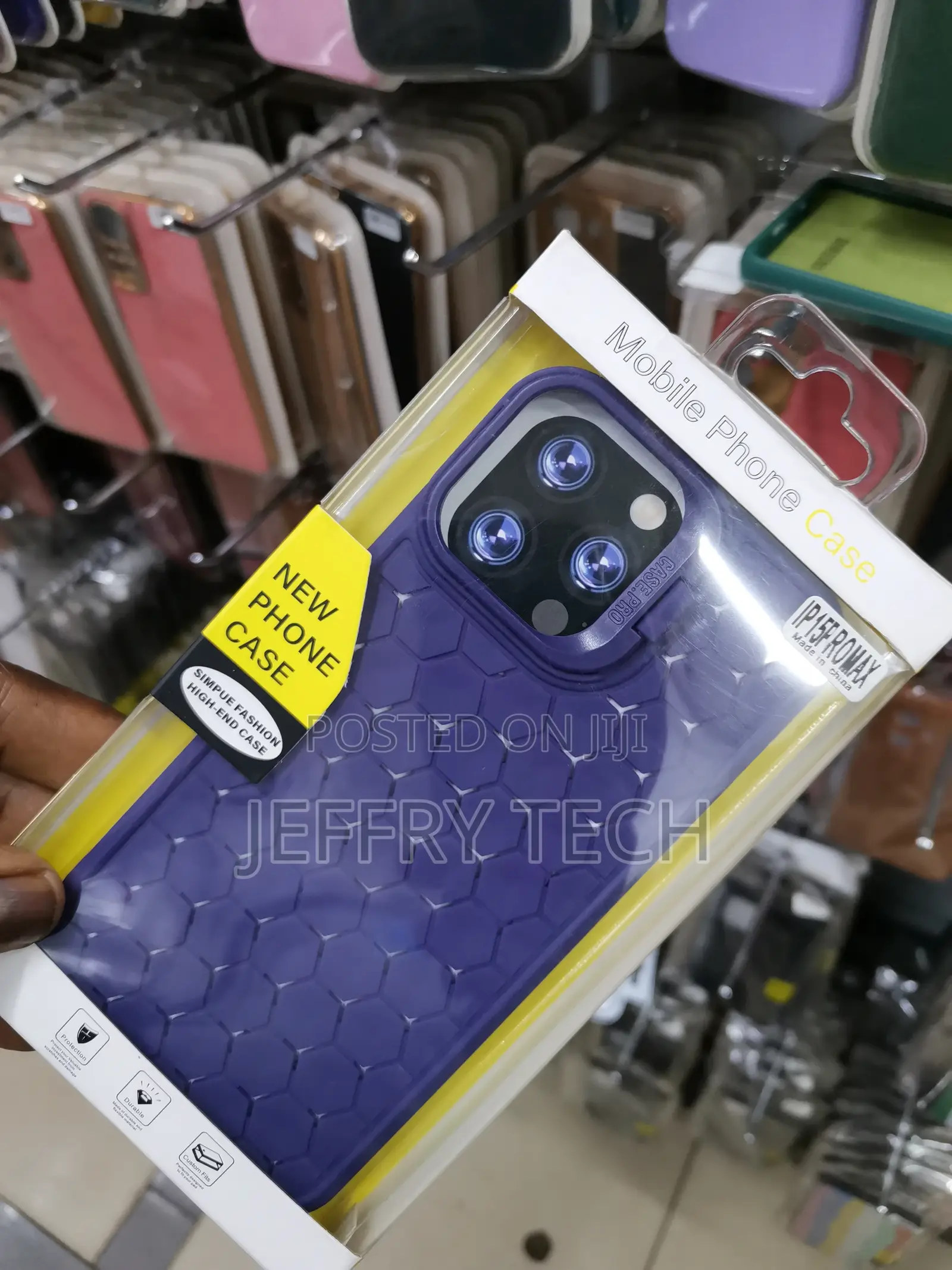 Honeycomb Case Drop-Proof iPhone 15 Pro Max -Purple