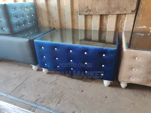 Oval Ottoman Coffee Table 1nches Glass Top Available