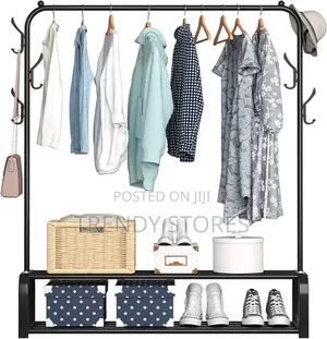 Stainless Steel Cloth Rack With Storage