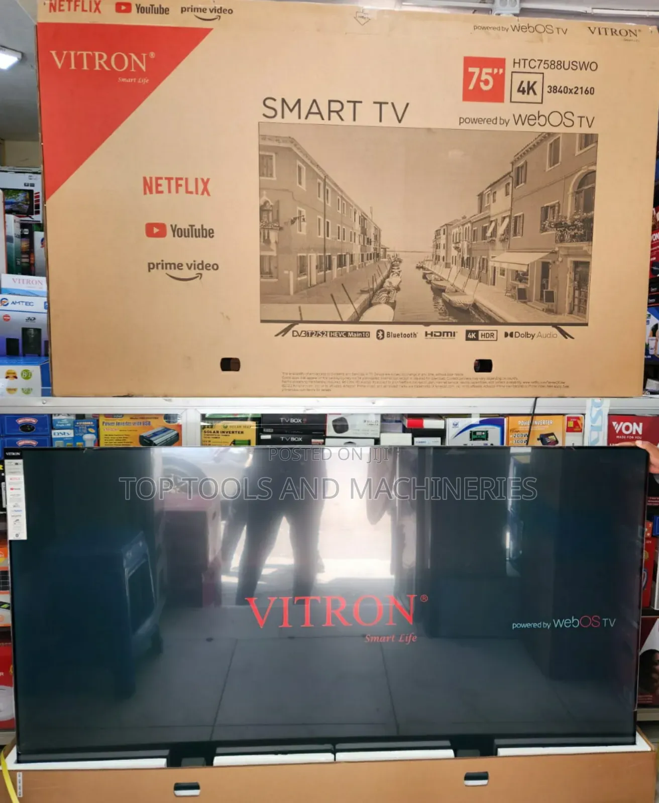 Vitron 75 Inch UHD Frameless Smart TV, DVB-T2+WEBOS