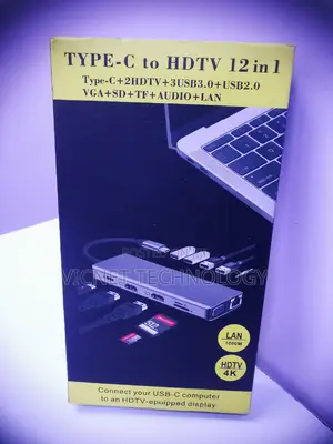 12 Ports USB Type C Hub With Hdmi, USB 3.0,Lan,Vga,Audio Etc