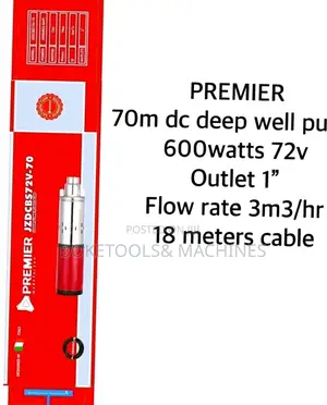 Premier 70m Dc Deep Well Submersible Pump 600w 1inch