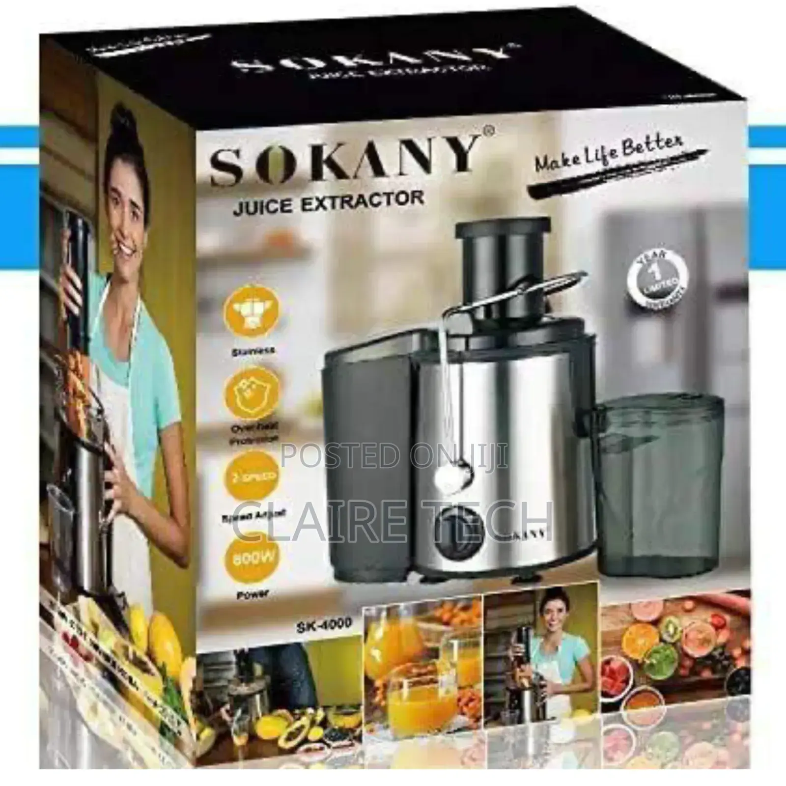 Sokany 800W Powerful Stainless Juice Extractor
