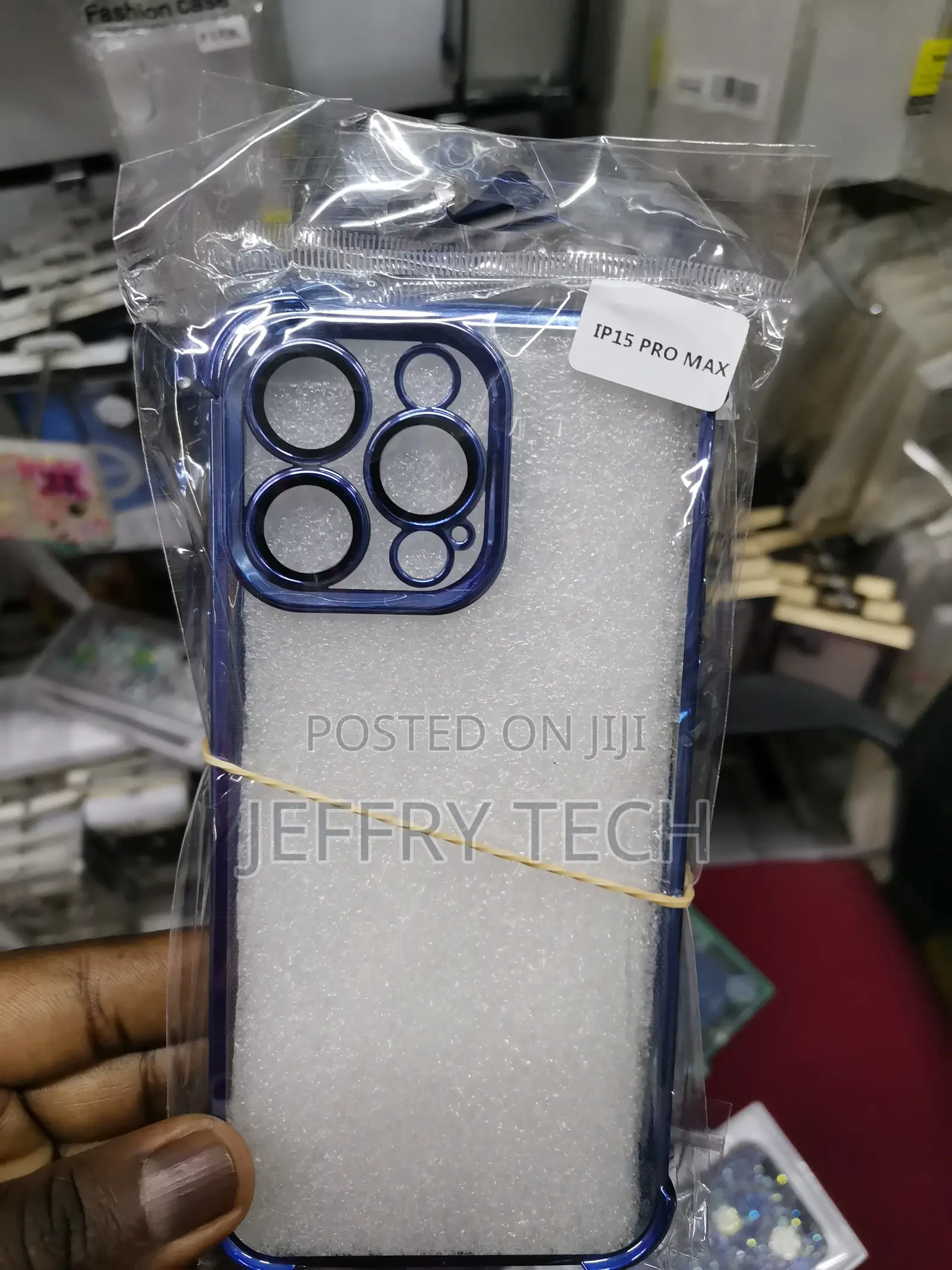 Clear Phone Case for iPhone 15 Pro Max - Blue Edge Bumper