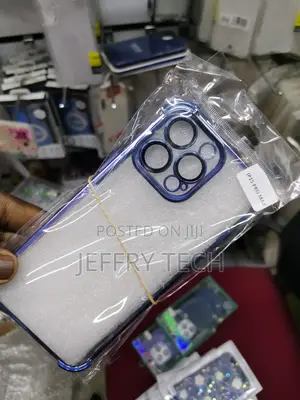 Clear Phone Case for iPhone 15 Pro Max - Blue Edge Bumper
