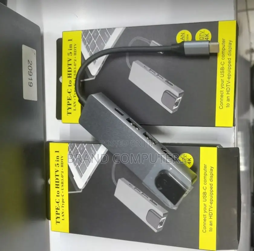 5 in 1 USB Type C to HDMI,USB 3.0 With Ethernet Port