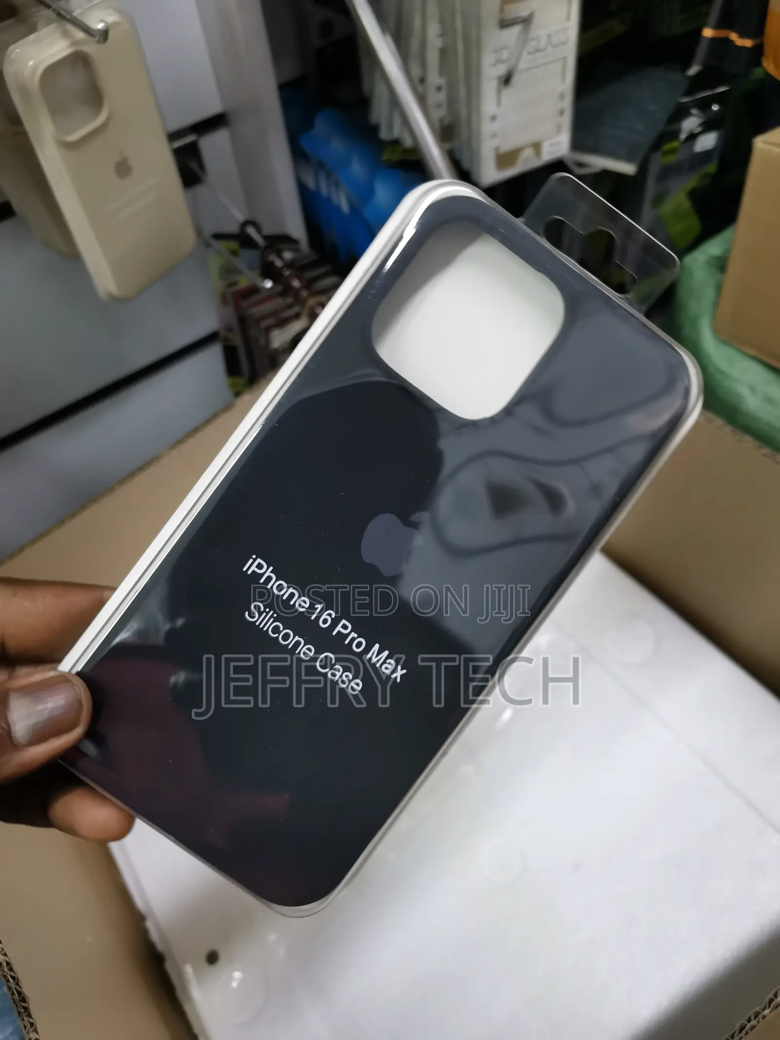 iPhone 16 Pro Max Case Silicone Soft Gel Rubber-Black