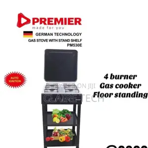 Premier 4 Gas Standing Cooker With Shelves(Auto Ignition)