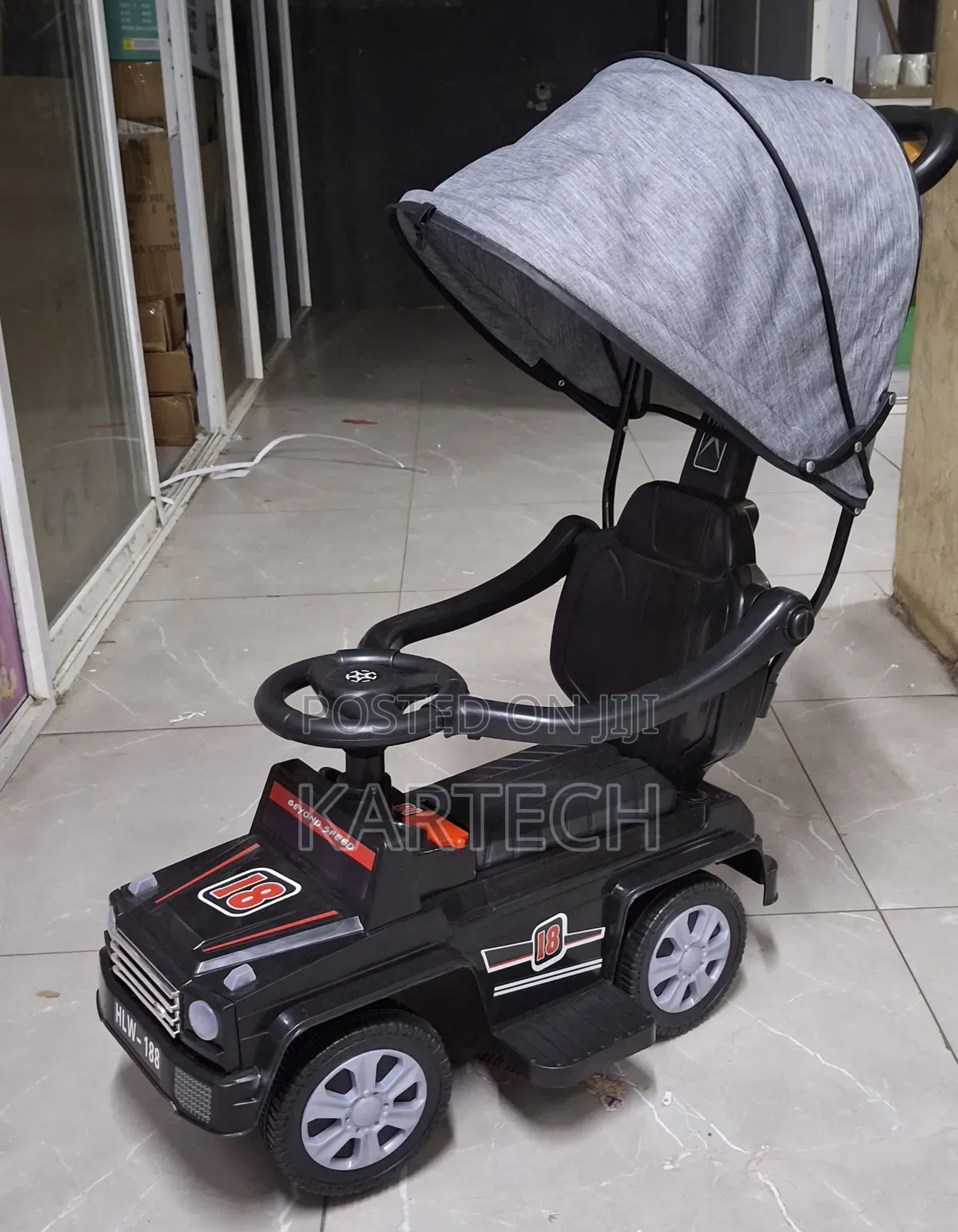 Black Push Ride on Car With Canopy