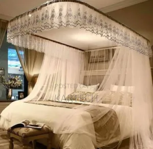 2 Stand Mosquito Net With Sliding Rails -Cream