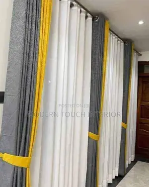 Elegant Mustard and Grey Curtains