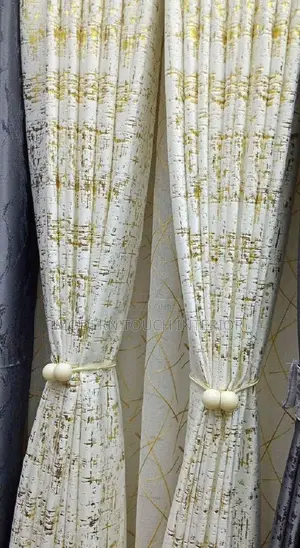 White and Gold Printed Curtains
