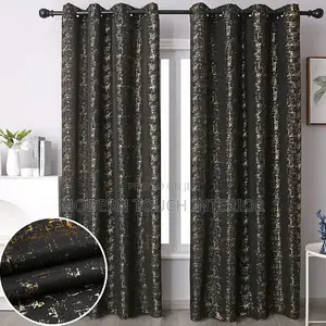 Black Goldish Printed Curtains