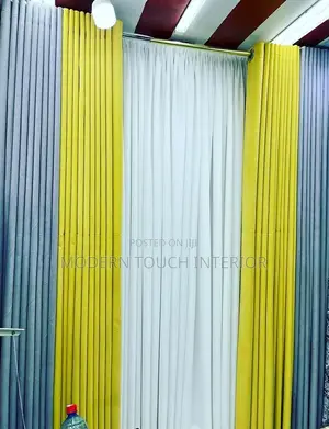 Blended Grey and Mustard Linen Curtains
