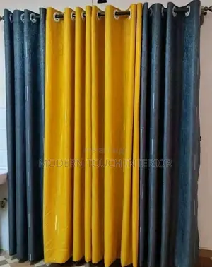 Printed Grey and Mustard Curtains