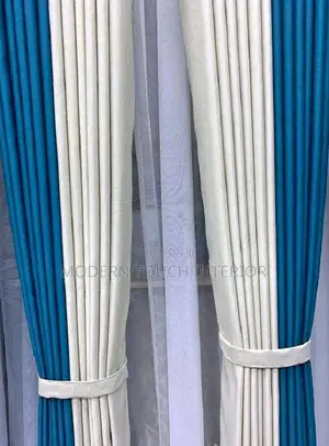 Stylish White and Blue Curtains