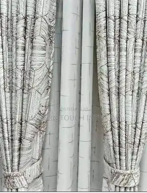 White Floral Printed Curtains