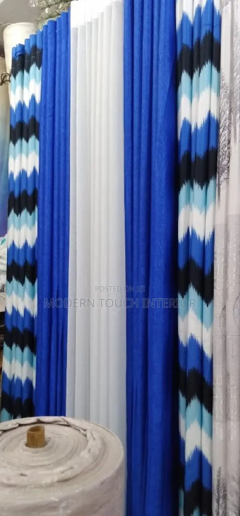 Blue Printed Window Curtains