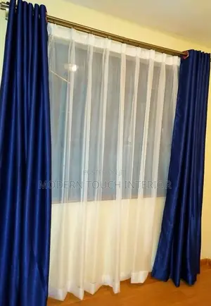 Navy Blue Polycotton Curtains