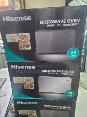 Silver and Black Hisense Digital Microwave