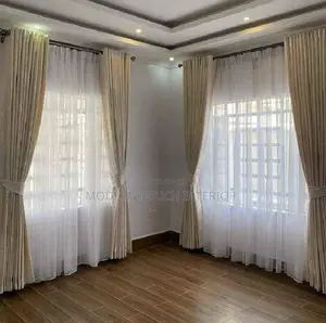 Textured Beige Linen Curtains
