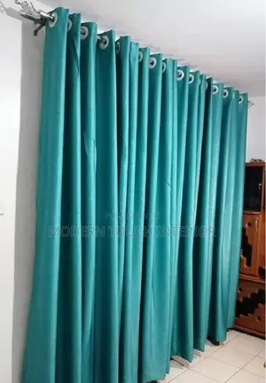 Turquoise Polycotton Blue Curtains