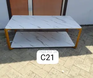 White MDF Marble Effect Table MD/F-2