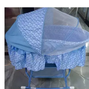 Classy Foldable Baby Bassinet/Crib With Wheels -Blue