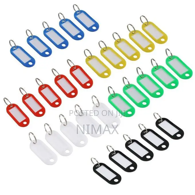 Pack of 50pcs Key Tags With Split Rings Plastic ID Name