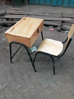 Varnished Student School Locker and Chair