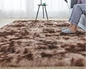 Brown Patched Fluffy Carpet